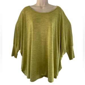 EILEEN Fisher Silk Cotton Jersey Scoop Neck Box-Top Moss Tunic Blouse
